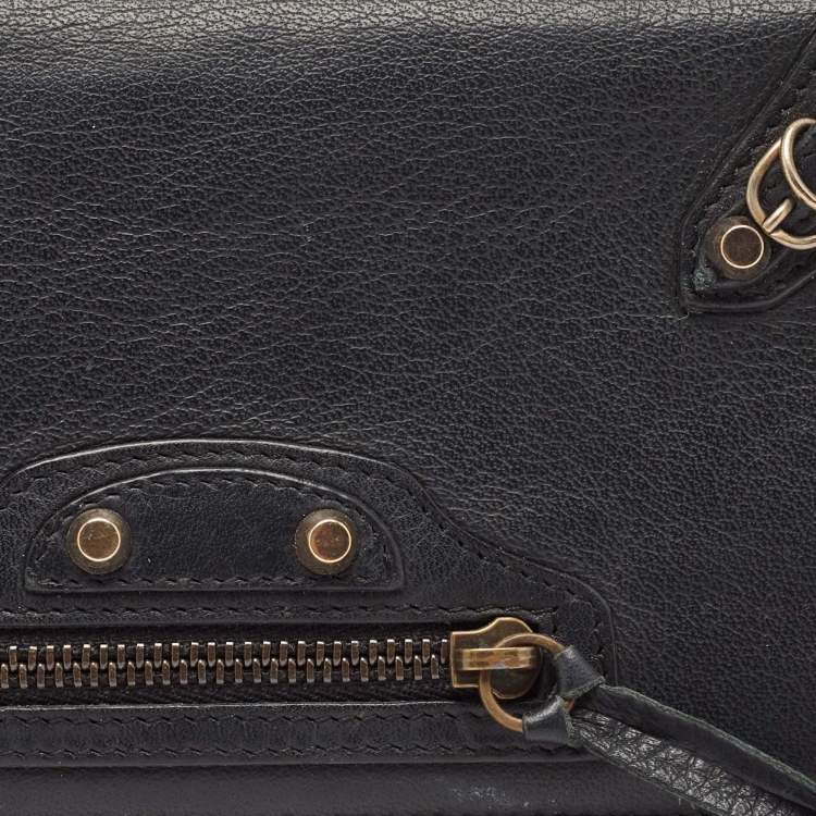 مملوكة مسبقًا Balenciaga Dark Blue Leather Classic Continental Wallet