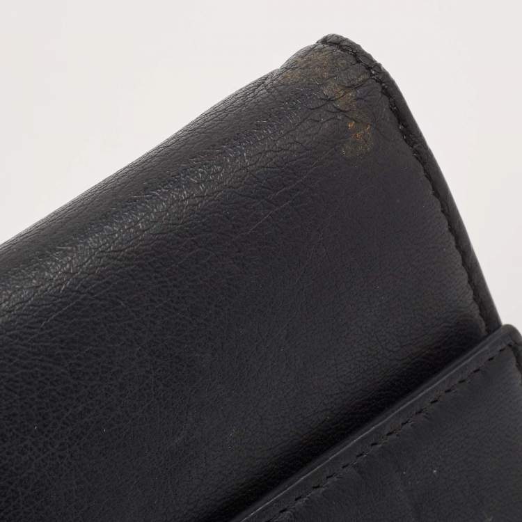 مملوكة مسبقًا Balenciaga Dark Blue Leather Classic Continental Wallet