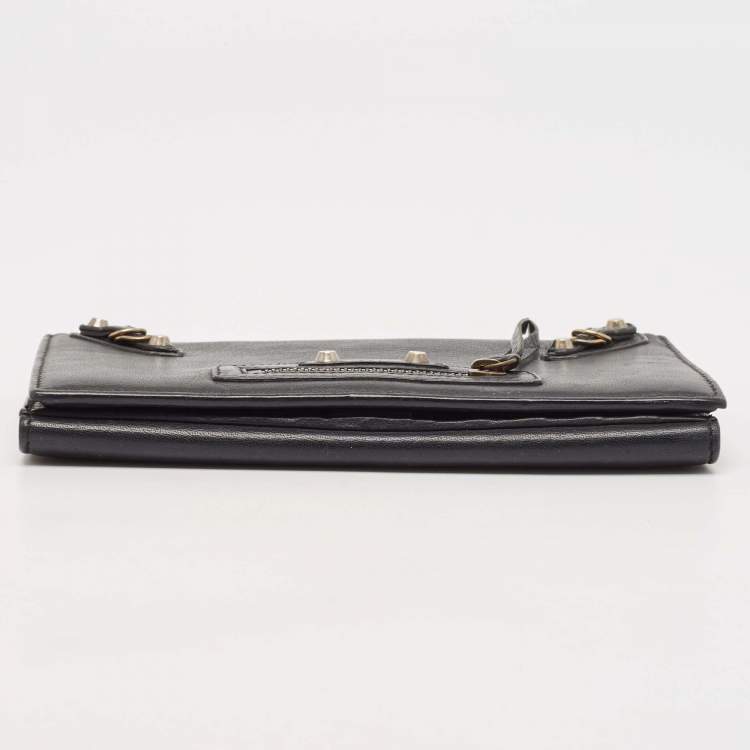 مملوكة مسبقًا Balenciaga Dark Blue Leather Classic Continental Wallet