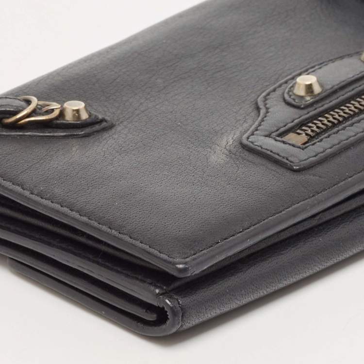 مملوكة مسبقًا Balenciaga Dark Blue Leather Classic Continental Wallet