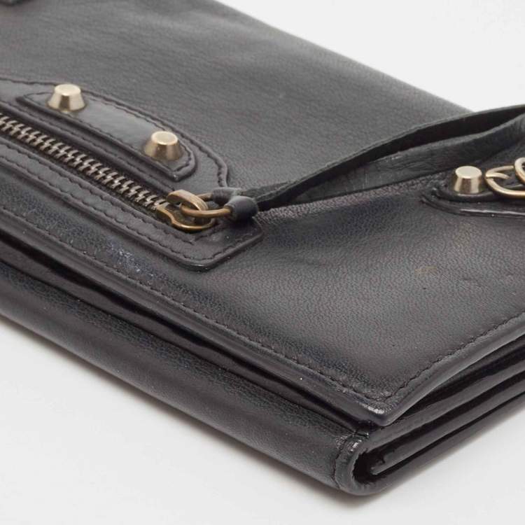 مملوكة مسبقًا Balenciaga Dark Blue Leather Classic Continental Wallet