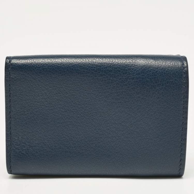 مملوكة مسبقًا Balenciaga Blue Leather Mini Papier Wallet