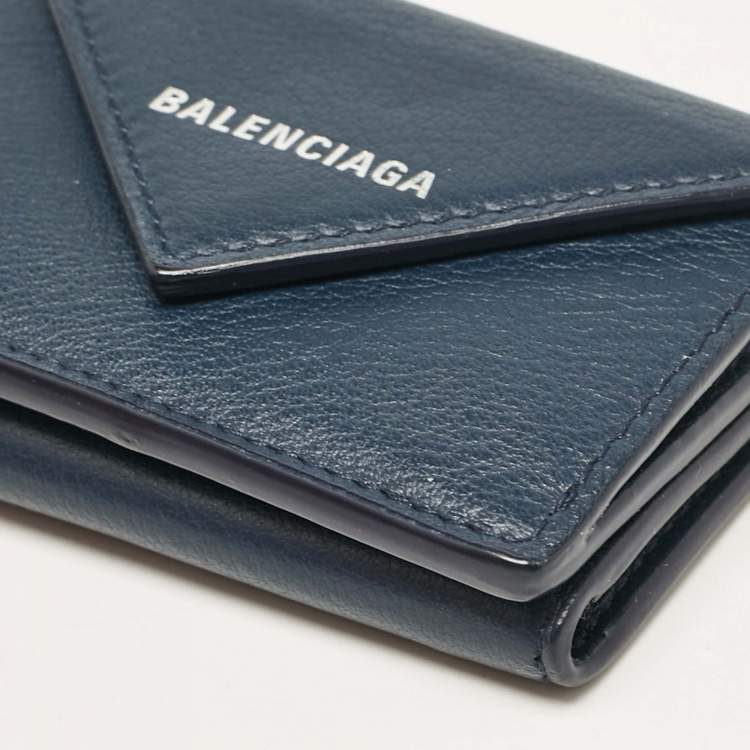 مملوكة مسبقًا Balenciaga Blue Leather Mini Papier Wallet