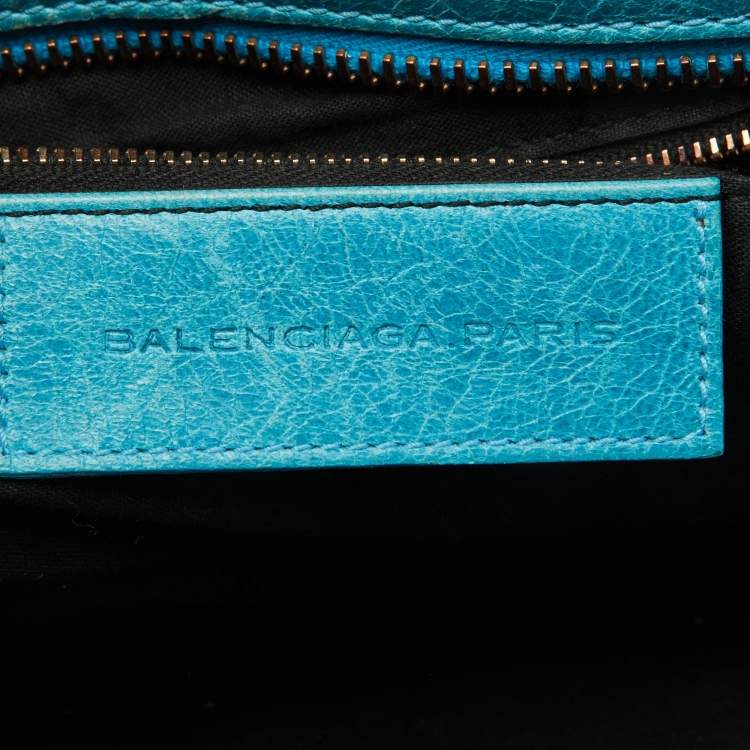 Pre Owned Balenciaga Sky Blue Leather Giant 21 Rose Gold Hardware RTT Bag
