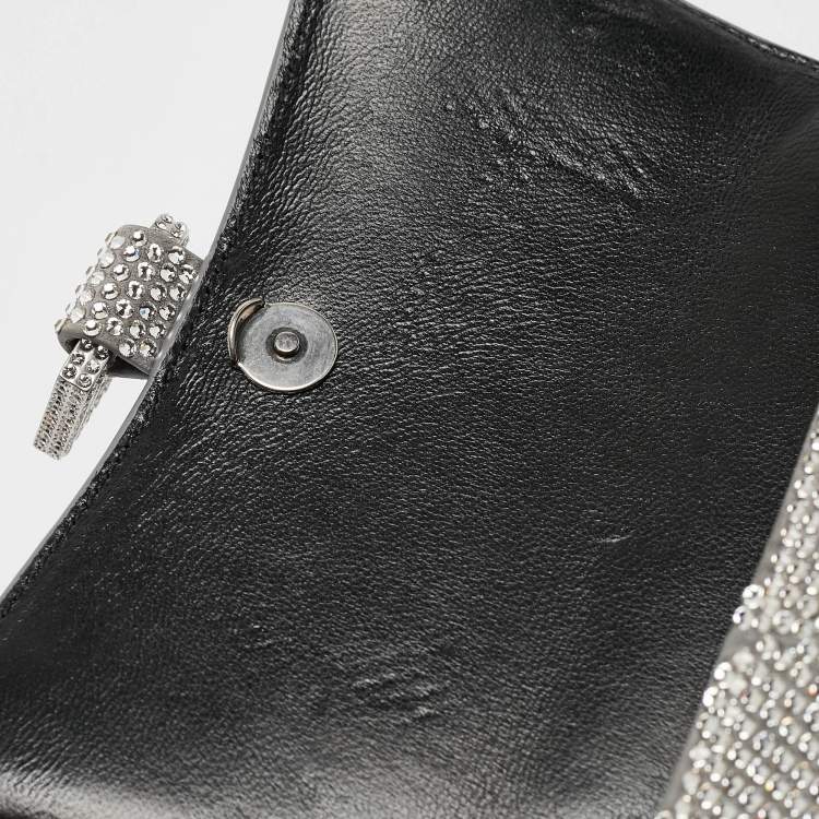 Pre Owned Balenciaga Silver Suede and Crystals  XS Hourglass Top Handle Bag