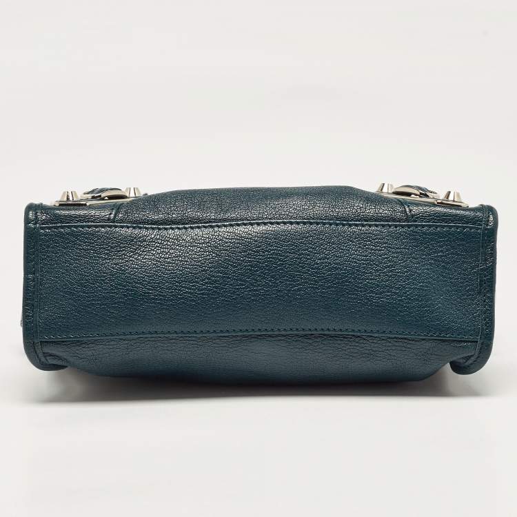 Pre Owned Balenciaga Blue Leather Mini Metallic Edge Classic City Bag