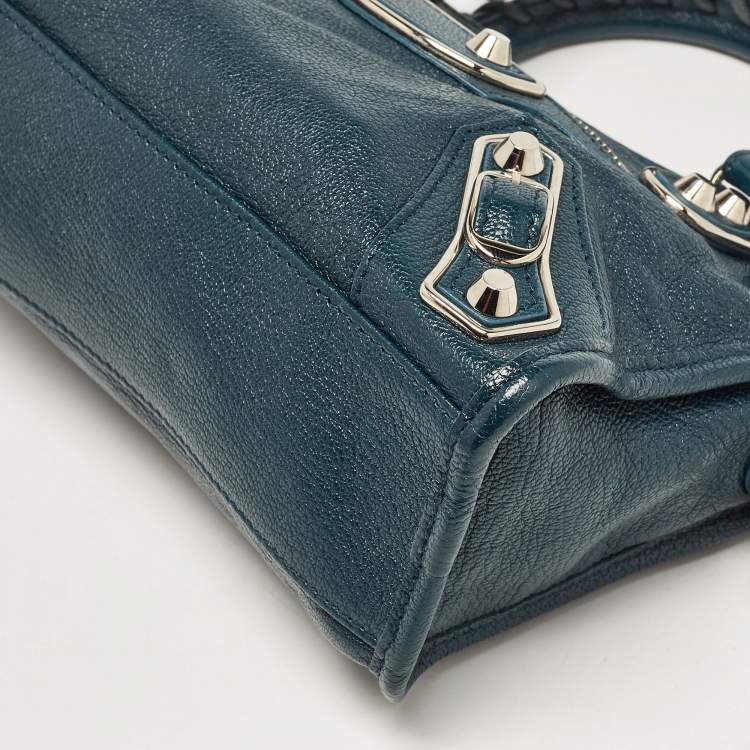 Pre Owned Balenciaga Blue Leather Mini Metallic Edge Classic City Bag