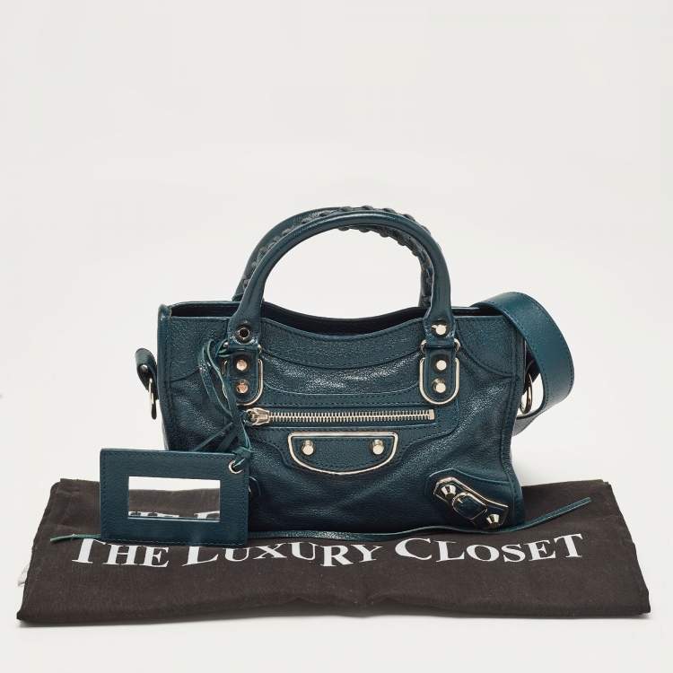 Pre Owned Balenciaga Blue Leather Mini Metallic Edge Classic City Bag
