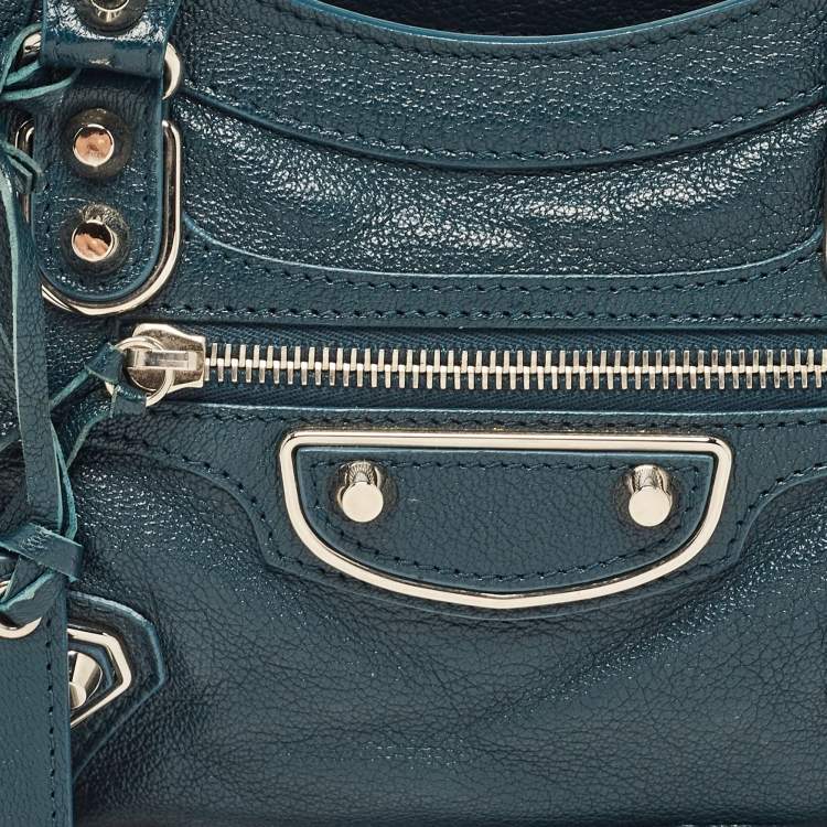 Pre Owned Balenciaga Blue Leather Mini Metallic Edge Classic City Bag