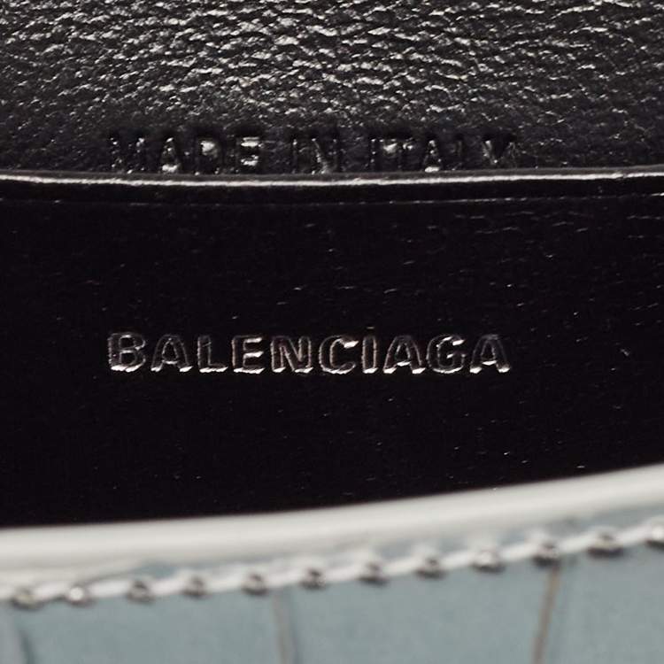 Pre Owned Balenciaga Silver Patent Leather Nano Hourglass Top Handle Bag