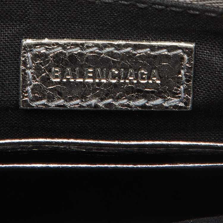 Pre Owned Balenciaga Silver Leather Mini Le Cagole Shoulder Bag
