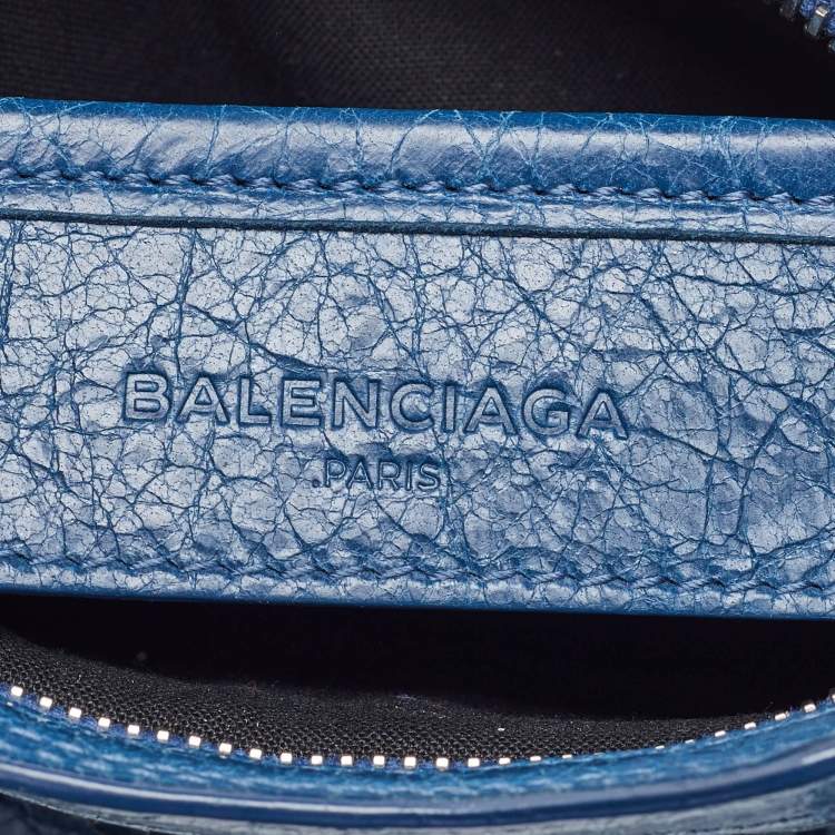 Pre Owned Balenciaga Blue Leather Nano Metallic Edge City Crossbody Bag