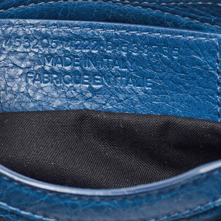 Pre Owned Balenciaga Blue Leather Nano Metallic Edge City Crossbody Bag