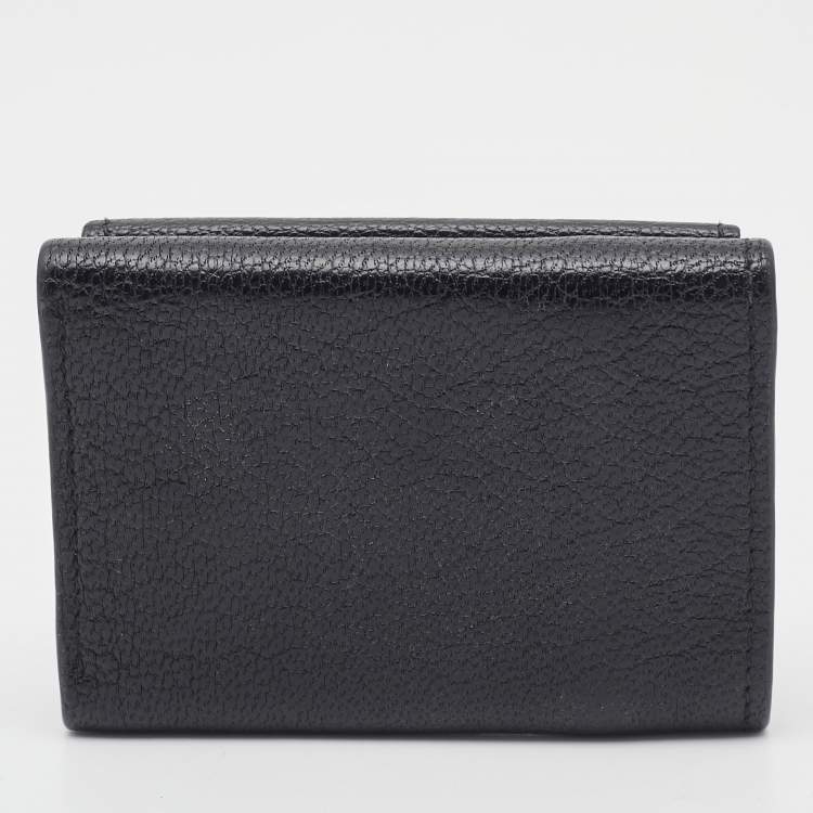 Pre Owned Balenciaga Black Leather Classic Metallic Edge Trifold Wallet
