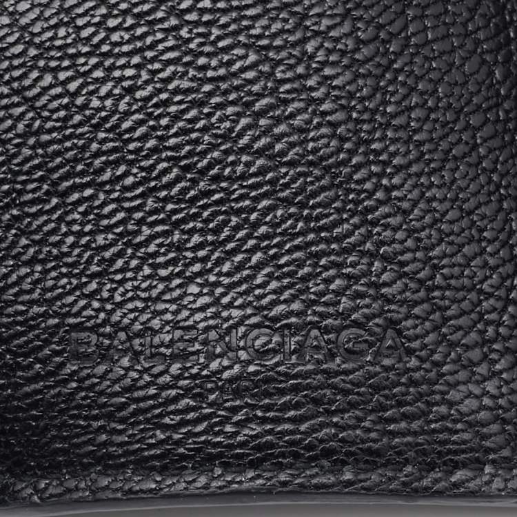 Pre Owned Balenciaga Black Leather Classic Metallic Edge Trifold Wallet