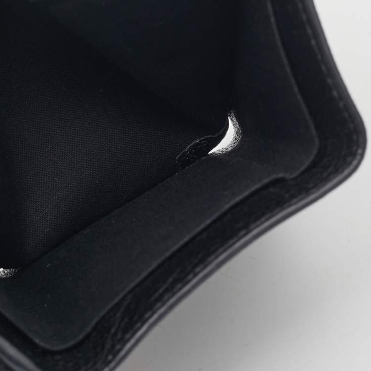 Pre Owned Balenciaga Black Leather Classic Metallic Edge Trifold Wallet