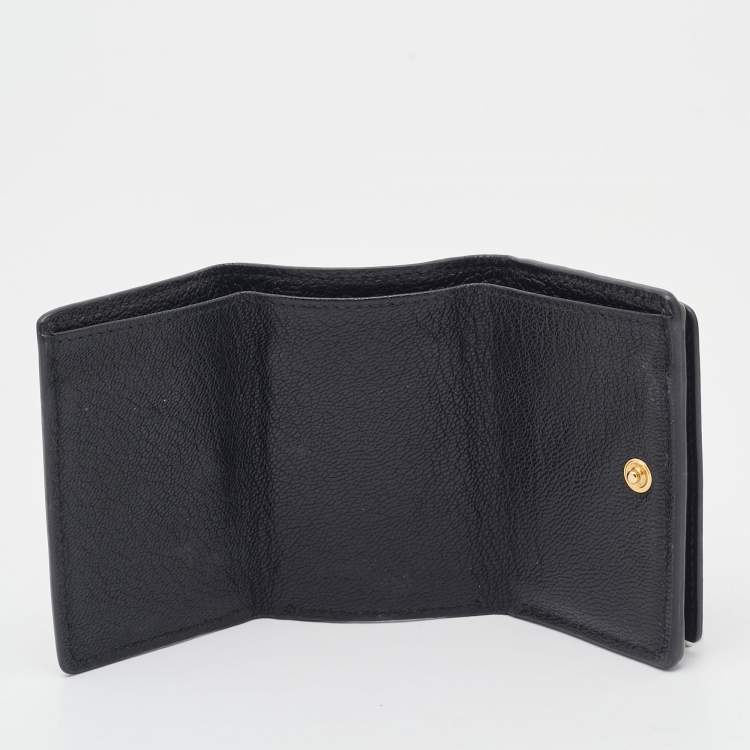 Pre Owned Balenciaga Black Leather Classic Metallic Edge Trifold Wallet