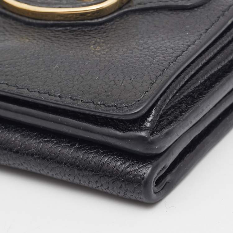 Pre Owned Balenciaga Black Leather Classic Metallic Edge Trifold Wallet