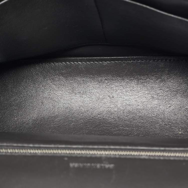 Pre Owned Balenciaga Black Croc Embossed Leather Medium Hourglass Top Handle Bag