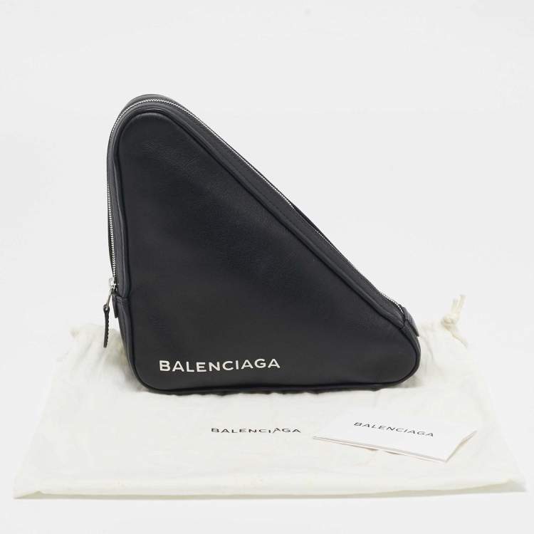 Pre Owned Balenciaga Black Leather Triangle Pouch