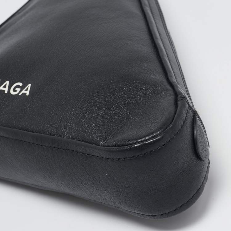 Pre Owned Balenciaga Black Leather Triangle Pouch