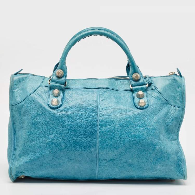 Pre Owned Balenciaga Blue Leather SGH Giant Work Bag