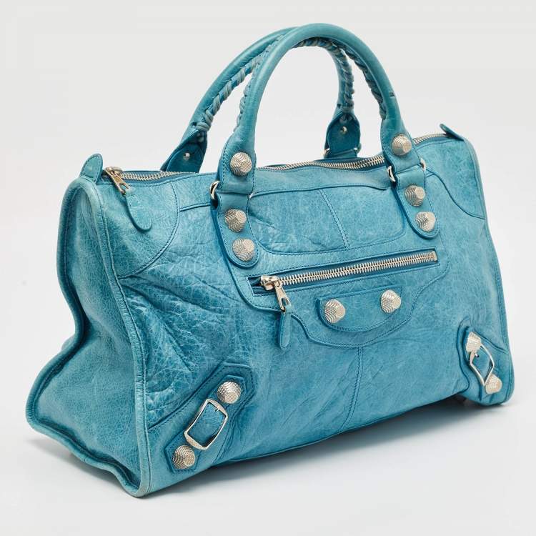 Pre Owned Balenciaga Blue Leather SGH Giant Work Bag