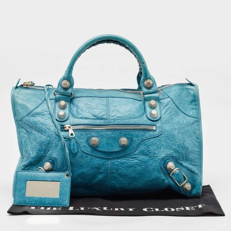 Pre Owned Balenciaga Blue Leather SGH Giant Work Bag