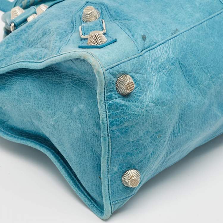 Pre Owned Balenciaga Blue Leather SGH Giant Work Bag