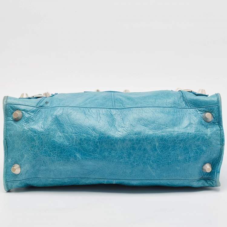 Pre Owned Balenciaga Blue Leather SGH Giant Work Bag