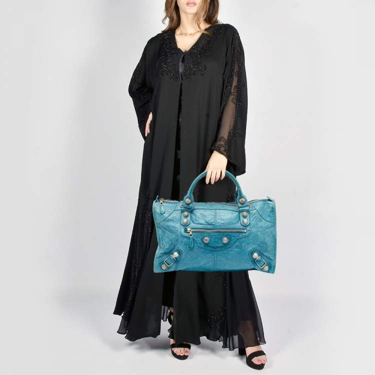 Pre Owned Balenciaga Blue Leather SGH Giant Work Bag