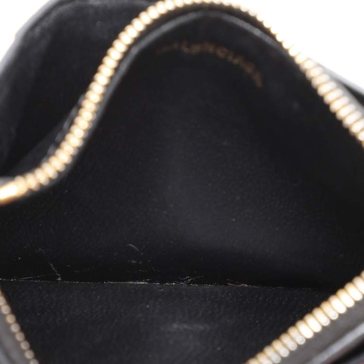 Pre Owned Balenciaga Black Croc Embossed Leather Hourglass Card Holder