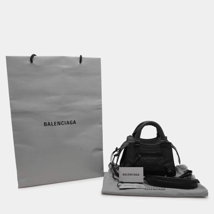 Pre Owned Balenciaga Black Leather Mini Neo Classic City Tote