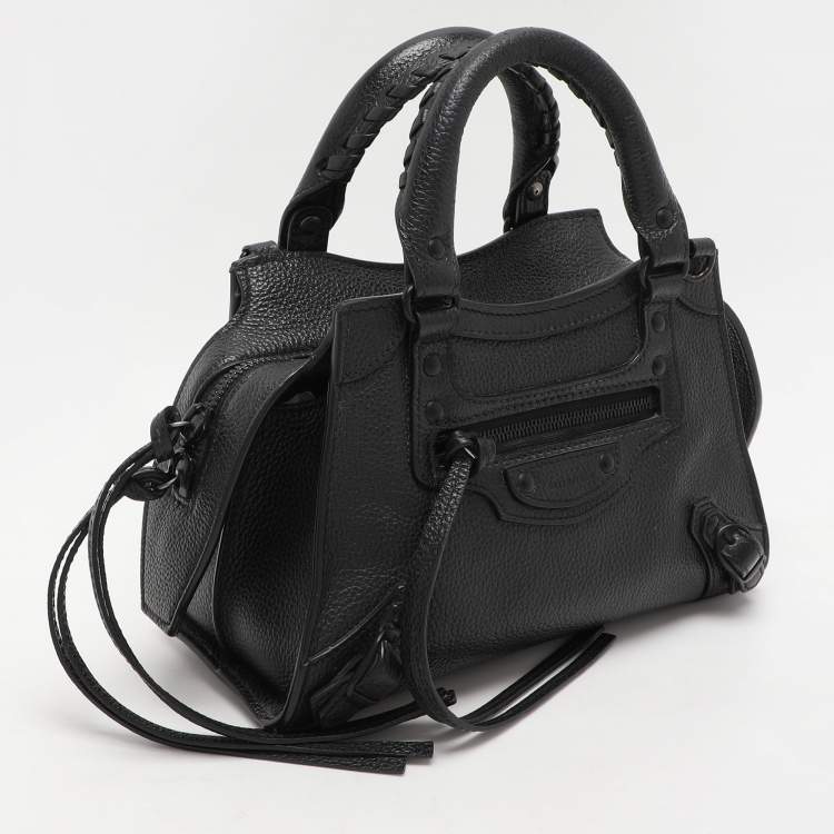 Pre Owned Balenciaga Black Leather Mini Neo Classic City Tote
