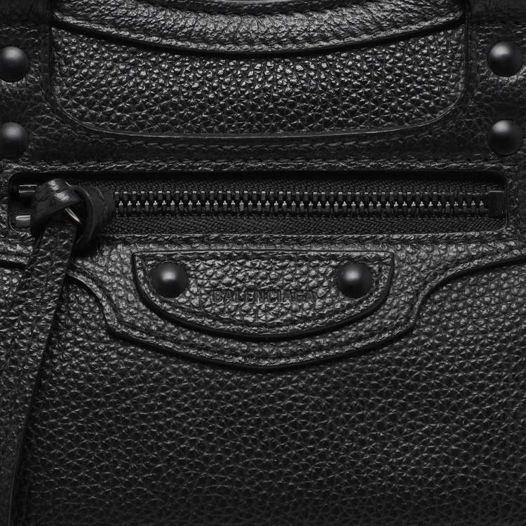 Pre Owned Balenciaga Black Leather Mini Neo Classic City Tote