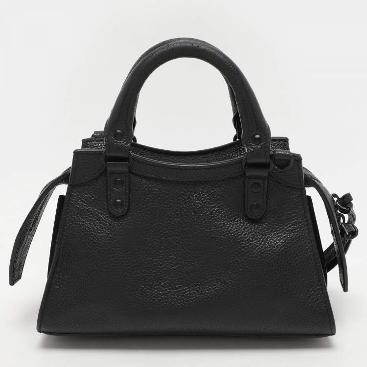 Pre Owned Balenciaga Black Leather Mini Neo Classic City Tote