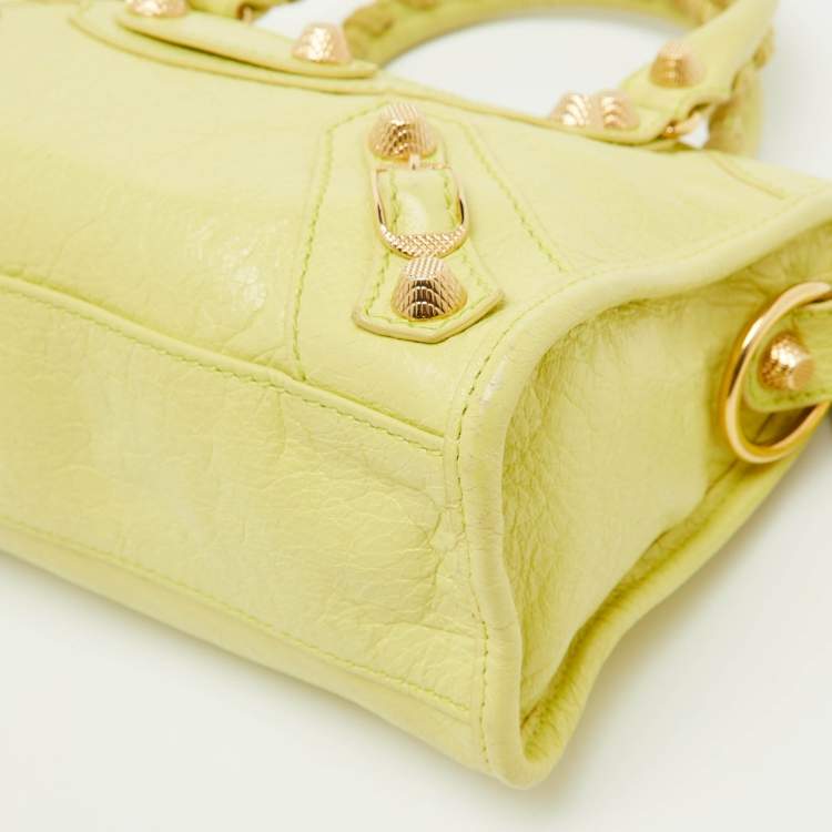 Pre Owned Balenciaga Yellow Leather Mini Classic City Bag