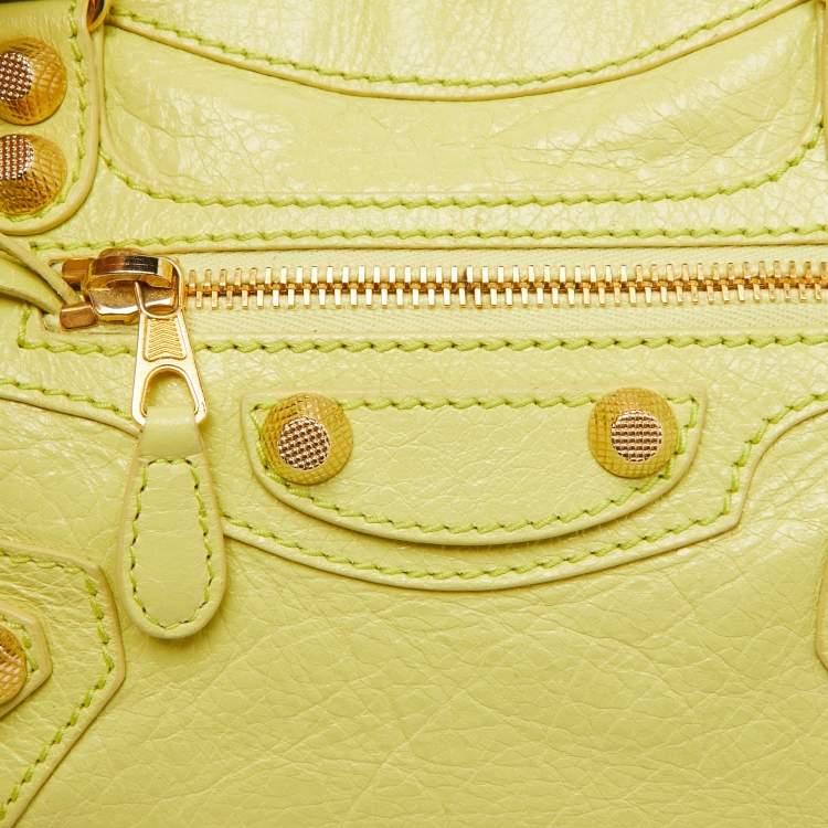 Pre Owned Balenciaga Yellow Leather Mini Classic City Bag