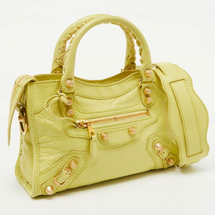 Pre Owned Balenciaga Yellow Leather Mini Classic City Bag