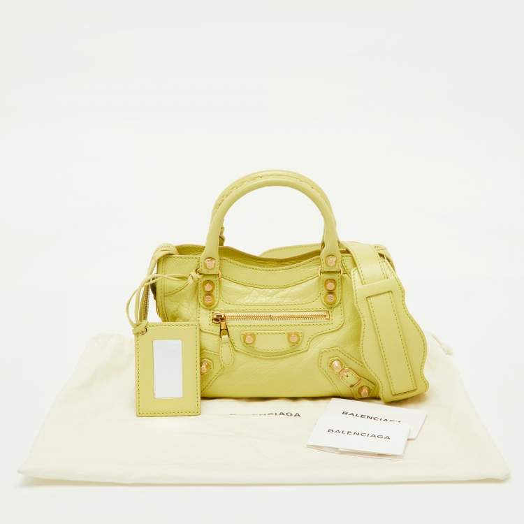 Pre Owned Balenciaga Yellow Leather Mini Classic City Bag