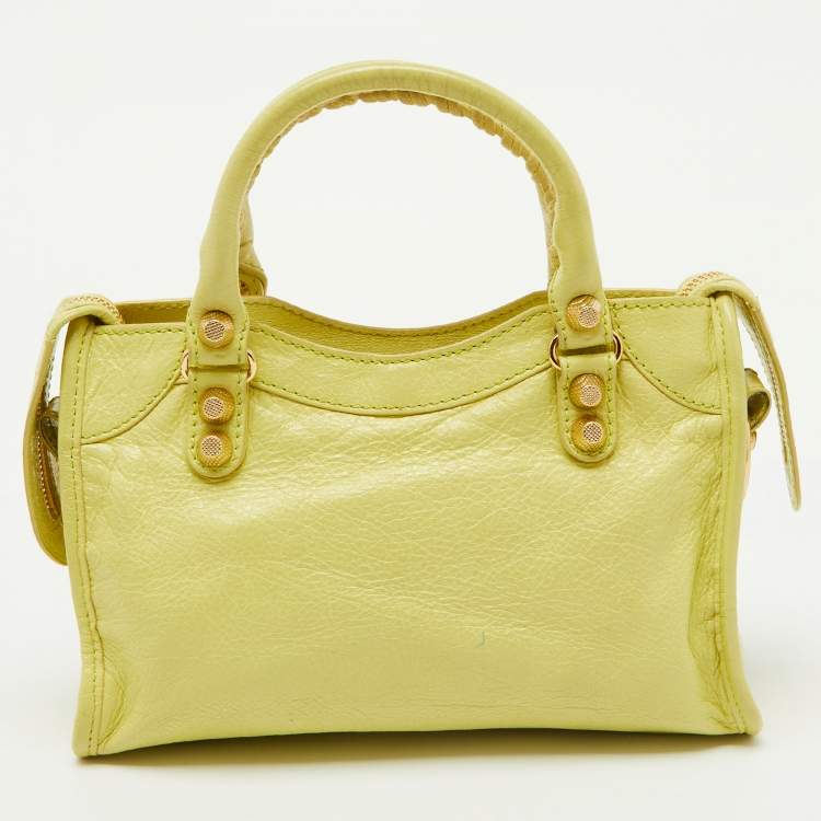 Pre Owned Balenciaga Yellow Leather Mini Classic City Bag