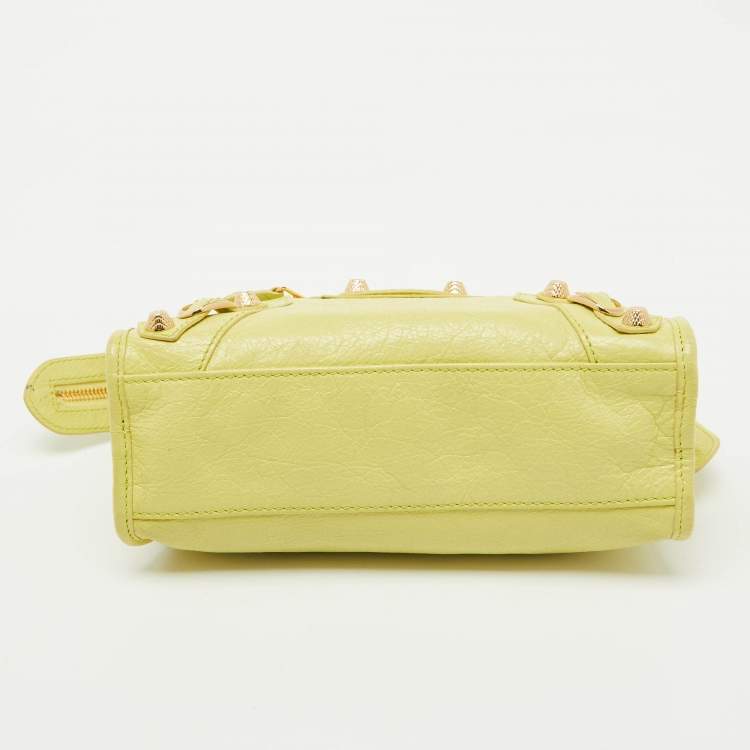 Pre Owned Balenciaga Yellow Leather Mini Classic City Bag