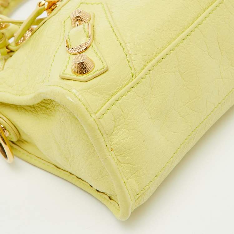 Pre Owned Balenciaga Yellow Leather Mini Classic City Bag