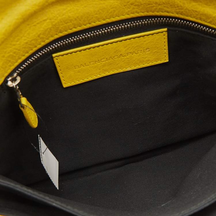 Pre Owned Balenciaga Yellow Leather GSH Classic Envelope Clutch