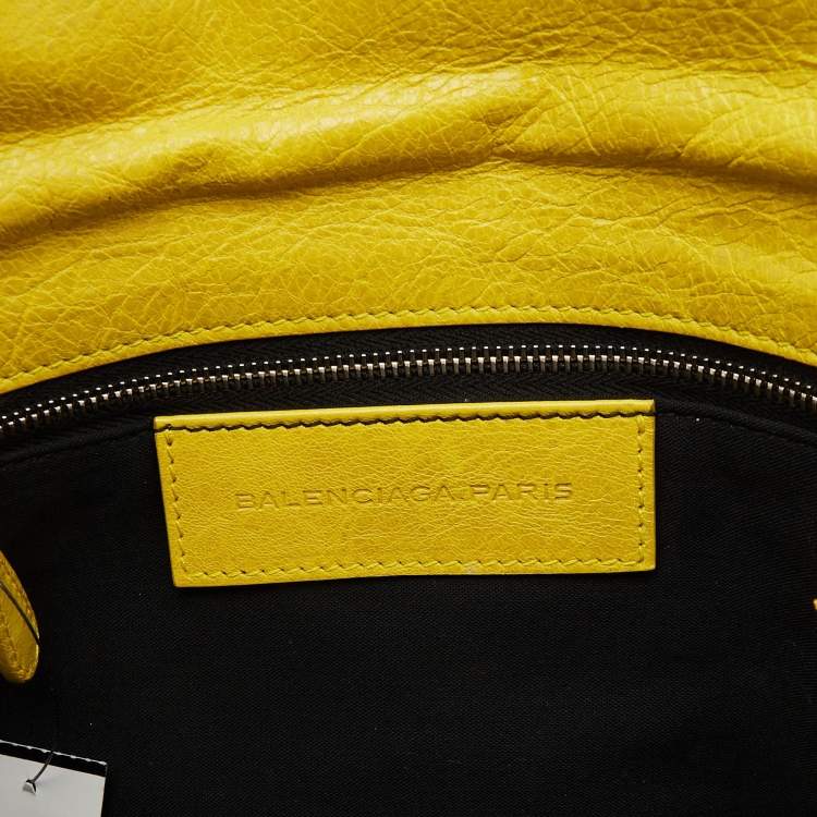 Pre Owned Balenciaga Yellow Leather GSH Classic Envelope Clutch