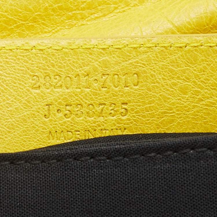 Pre Owned Balenciaga Yellow Leather GSH Classic Envelope Clutch