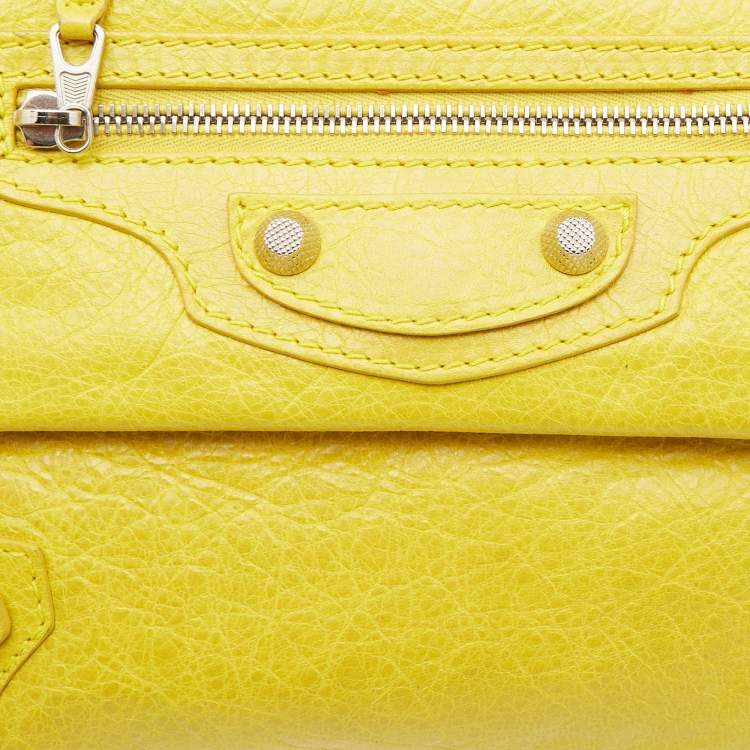 Pre Owned Balenciaga Yellow Leather GSH Classic Envelope Clutch