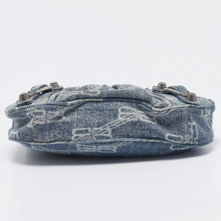 Pre Owned Balenciaga Blue Denim Mini Le Cagole Shoulder Bag