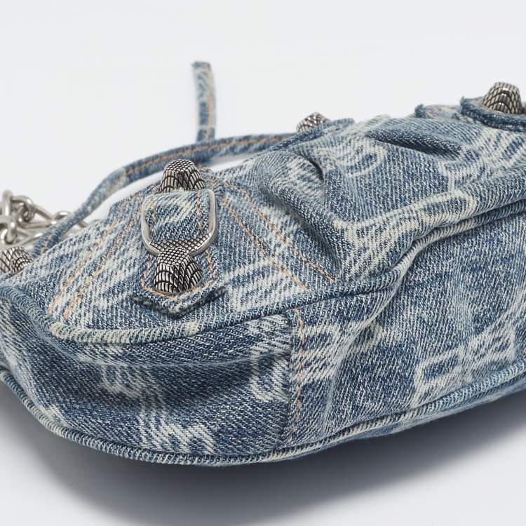 Pre Owned Balenciaga Blue Denim Mini Le Cagole Shoulder Bag