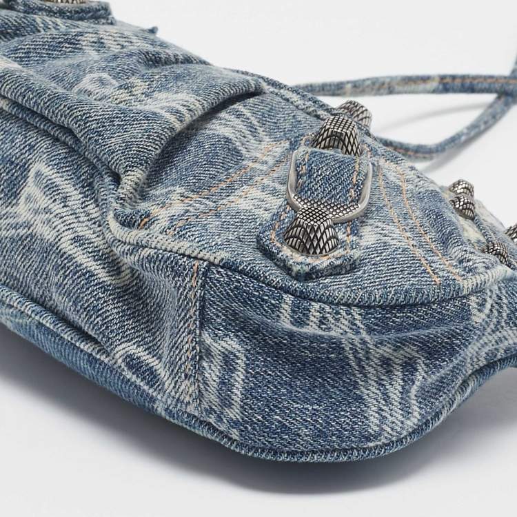 Pre Owned Balenciaga Blue Denim Mini Le Cagole Shoulder Bag